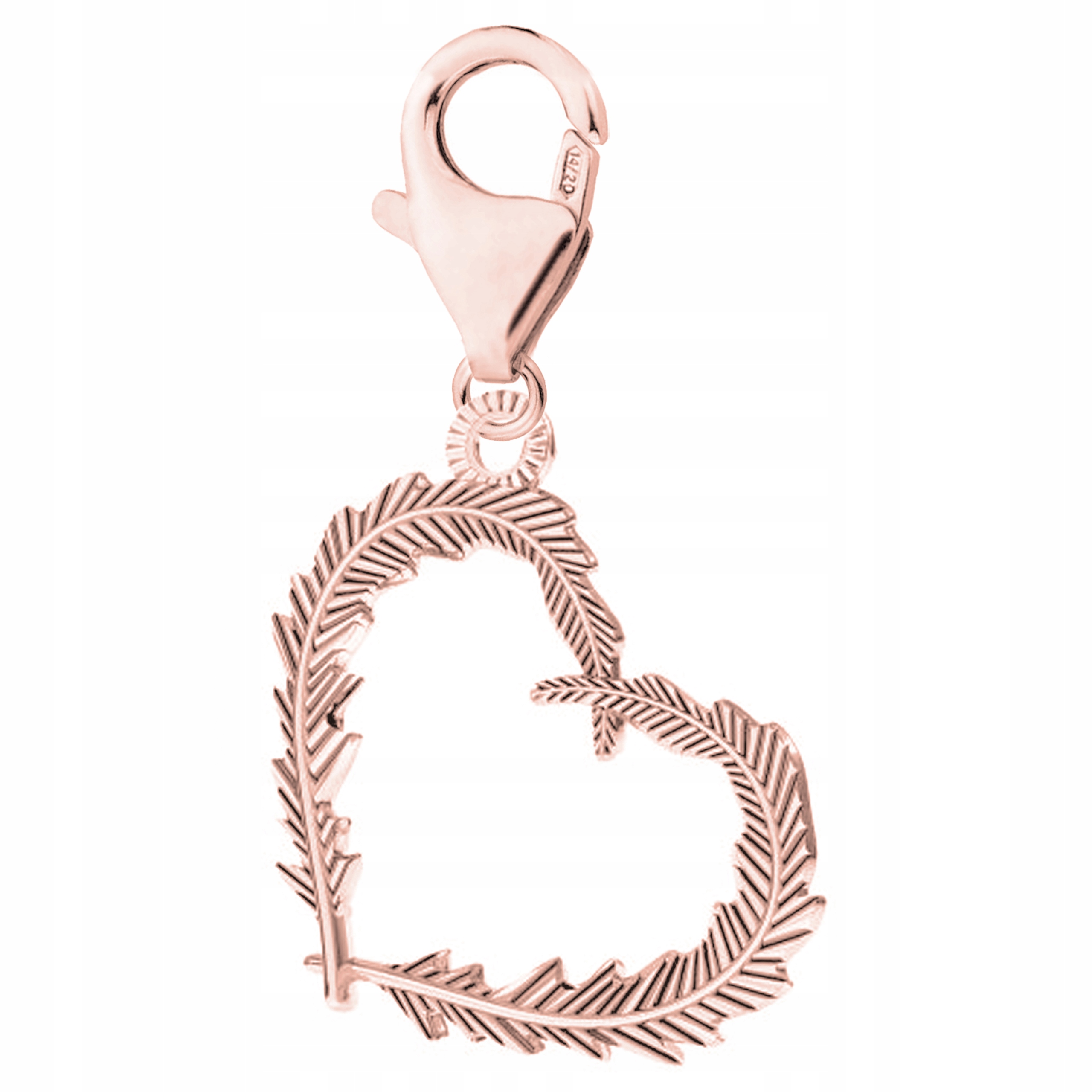 Přívěsek Srdce s Peří růžové zlato stříbro 925