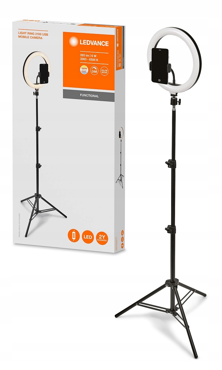 Ledvance kruhová lampa Led, selfie, stativ