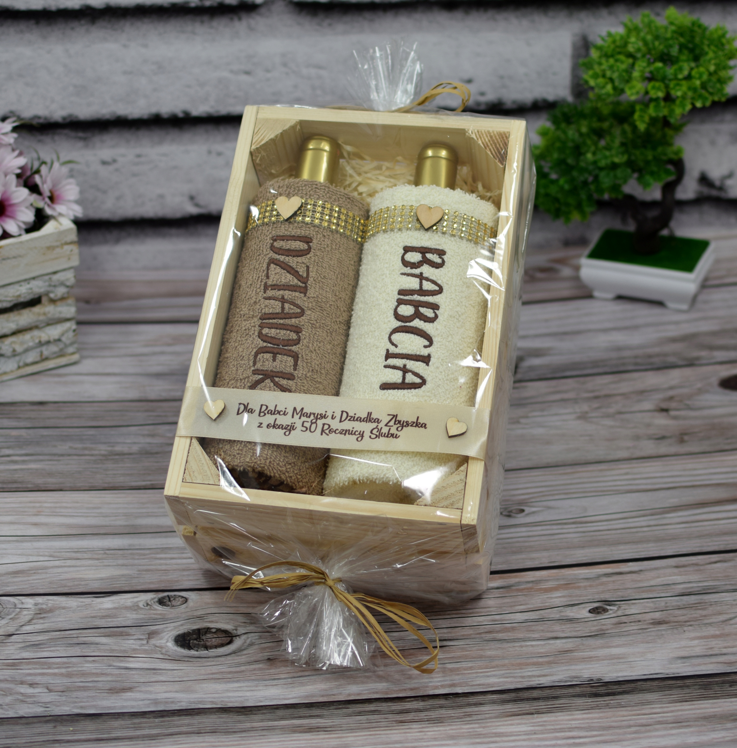 komplet ręcznik prezent dla Dziadków Babci Dziadka Wymiary ręcznika 50x100cm