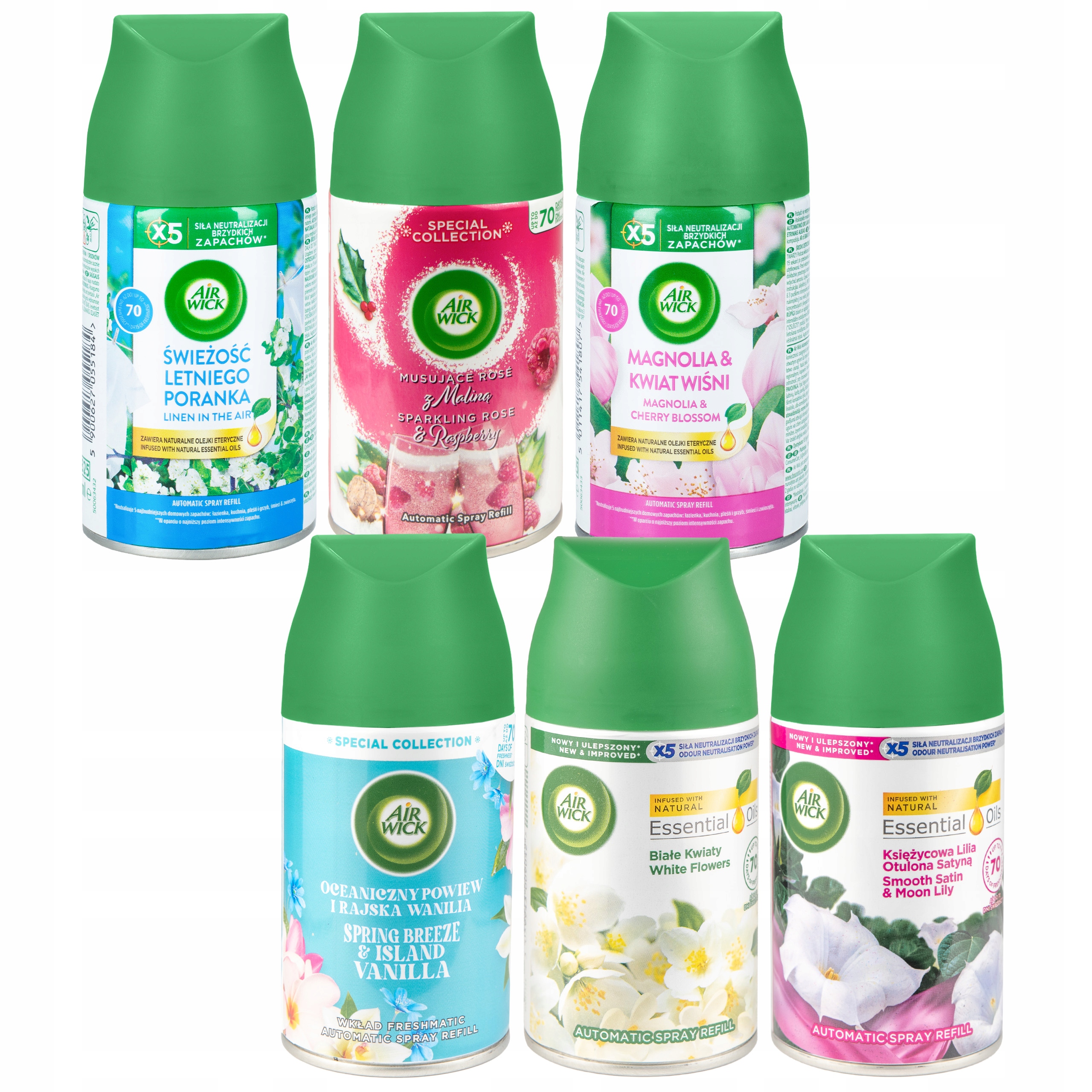 Levně Náplň Air Wick Freshmatic 6 x 250 ml Sada náhradních vůní Mix