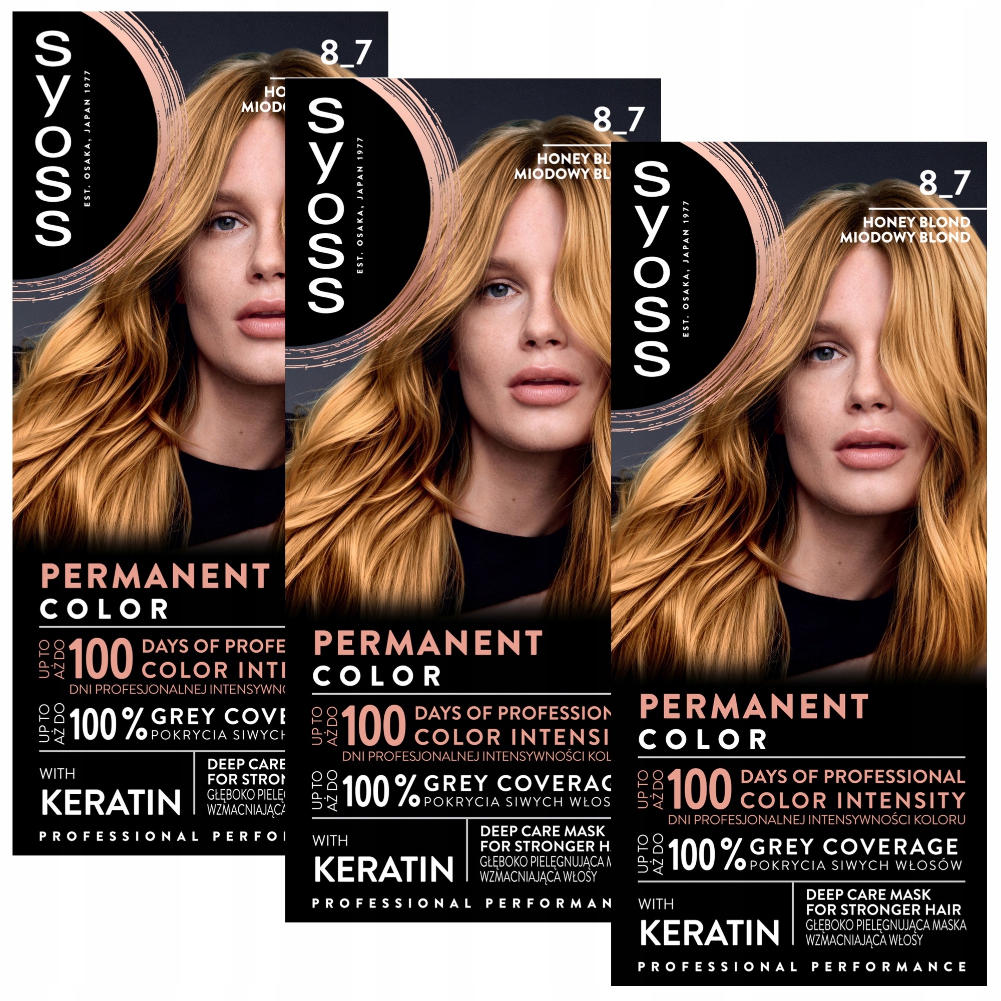 3X Barva Na Vlasy Syoss 8-7 Medová Blond Trvalá Barvení Salon Plex