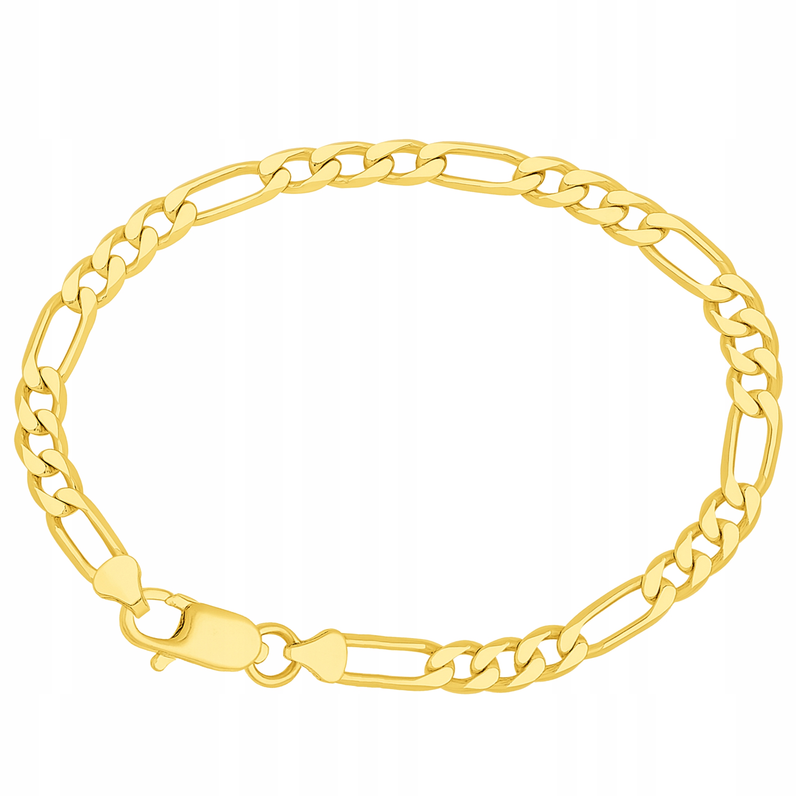 Zlatý Pánský Náramek Figaro Silný 4 mm Dlouhý Plný Italský 21 cm Stříbro 925