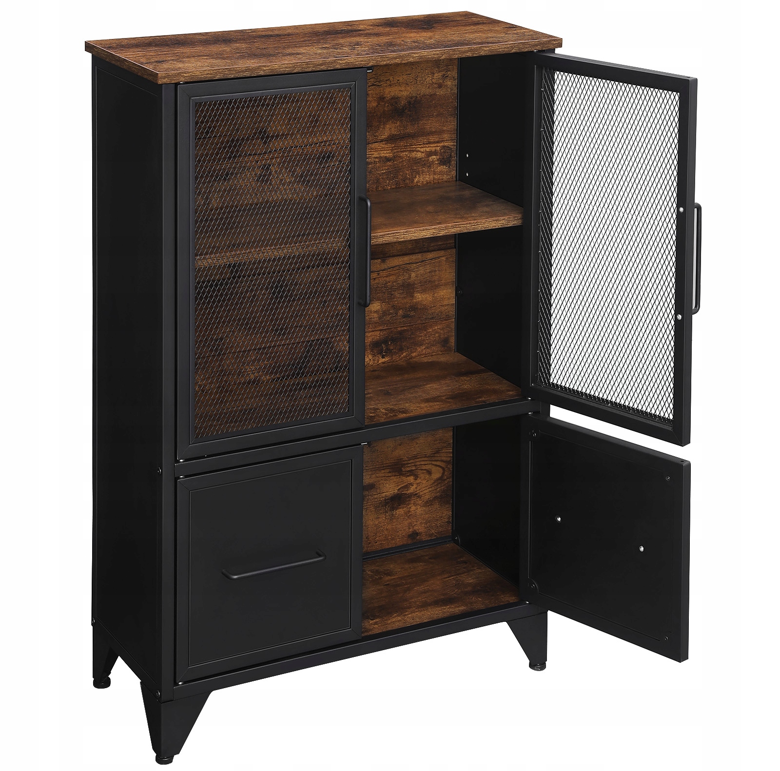 Skříňka do obývacího pokoje s industriální vitrínou 70 cm Loft