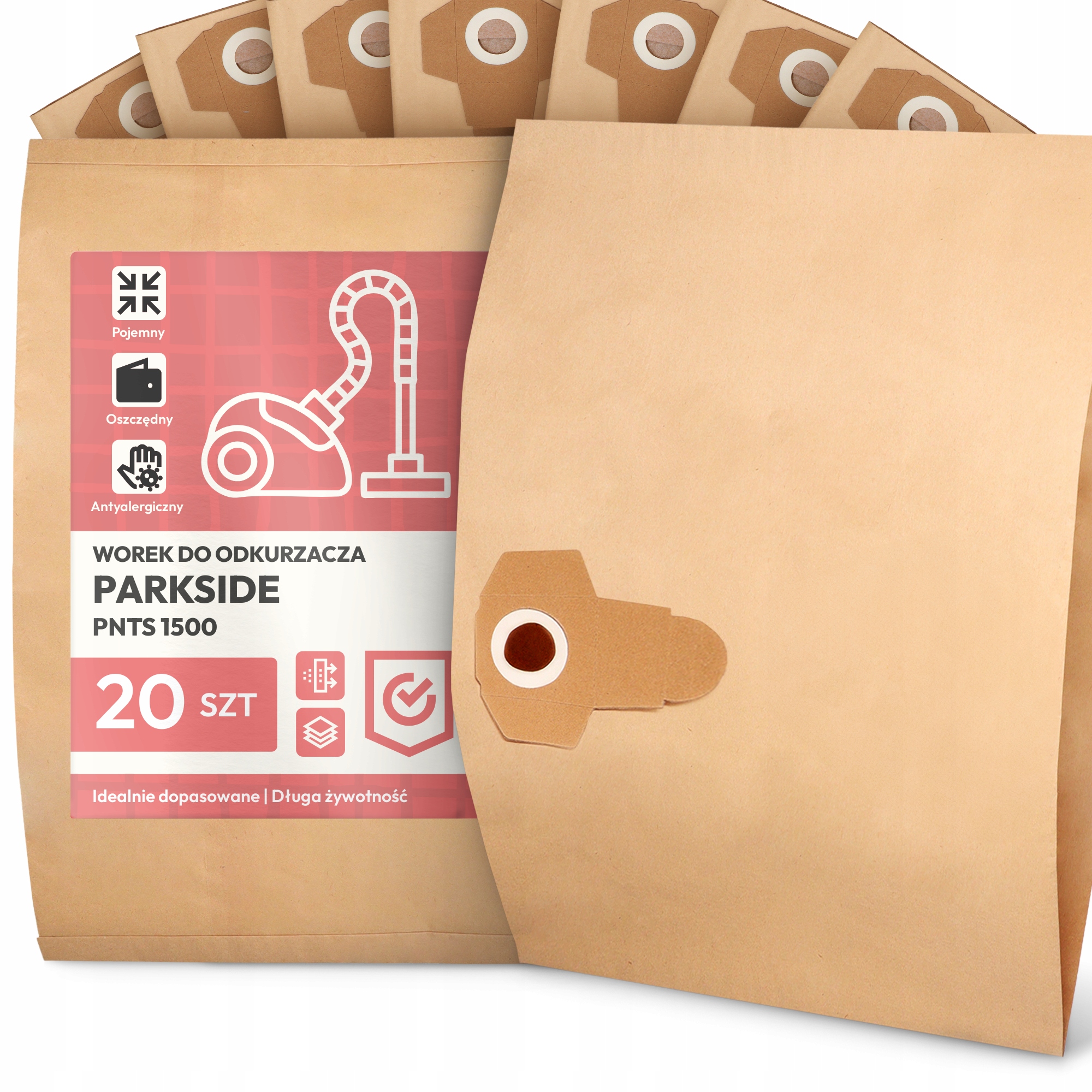 20 x Sáček Pro Vysavač Parkside Pnts 1500 Papírový 2-vrstvový Sáček 2A