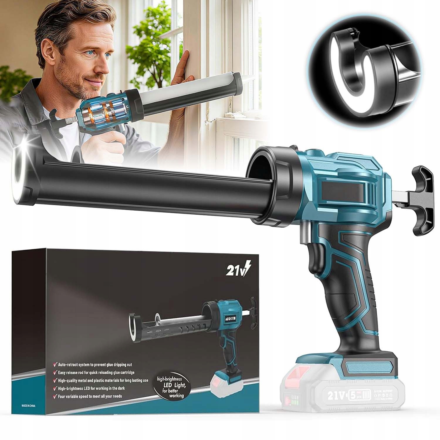 Pistole Vytlačovací Na Silikonové Lepidlo, Automatický Led, Silný A Odolný