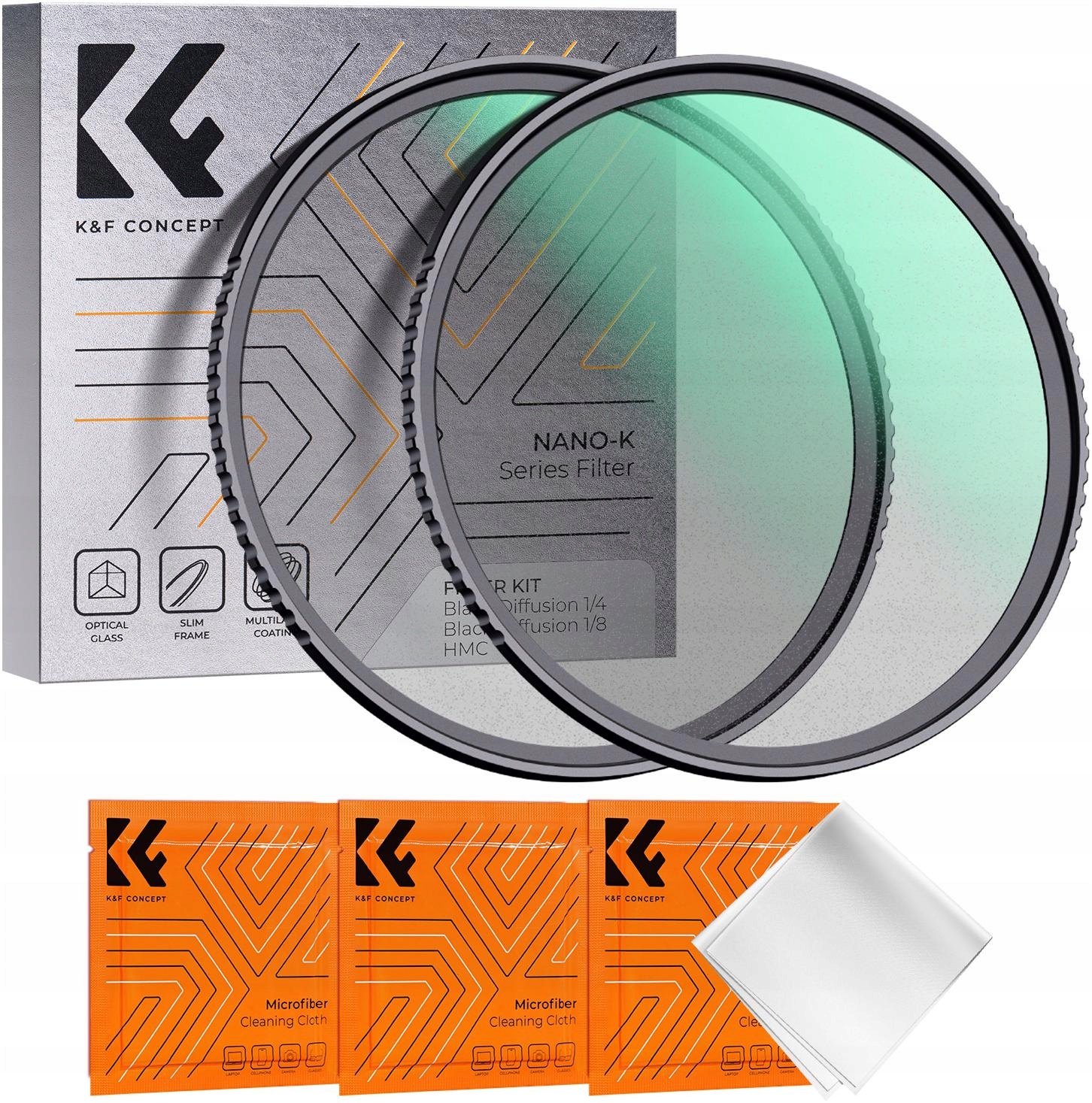 K&f 2x difúzní filtr Black Mist 58 mm 1/4 1/8 Set filtrů Nano K