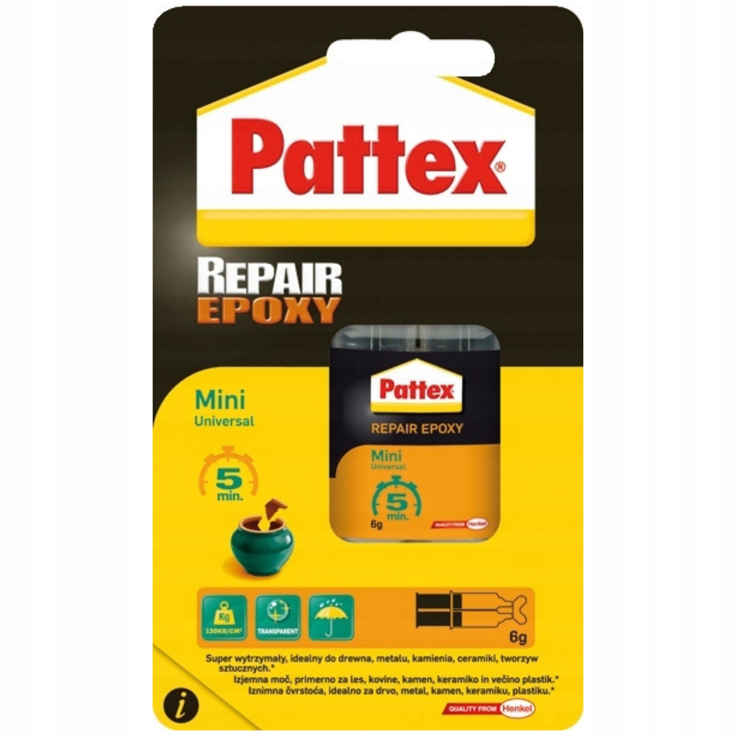Pattex Klej Epoksydowy Dwuskładnikowy Power Epoxy Mocny Uniwersalny 6ml