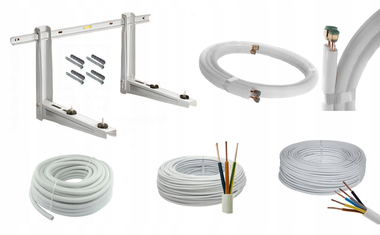 Sada Na Montáž Klimatizácie Do 3,5kW, Držiak, Rúrky, Rozširovací Nadstavec 1/4 3/8, 3M