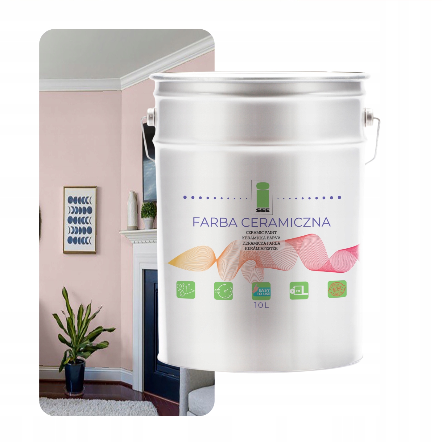 Keramická Farba Na Steny Ružová Umývateľná Pastelová Ružová 10 L Odolná Voči Škvrnám