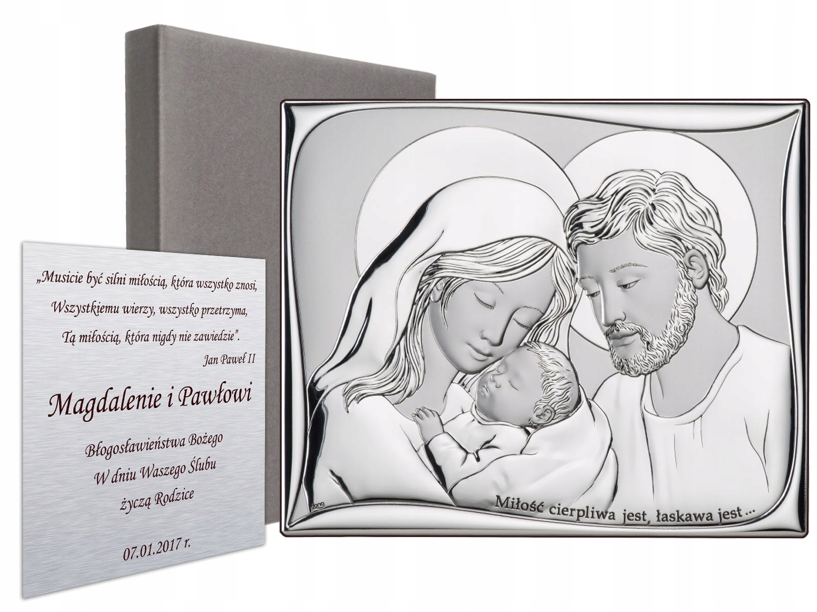 Obrázek stříbrný Svatá rodina dárek na svatbu