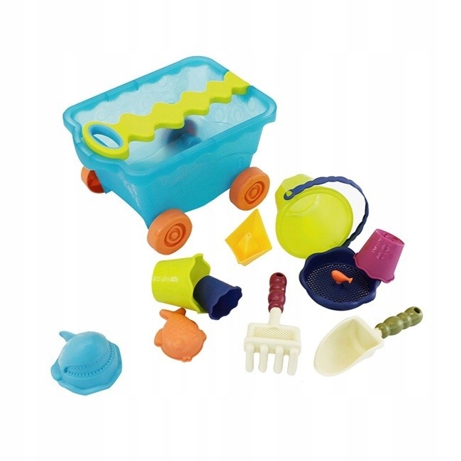 Wagon wózek z akcesoriami do piasku B.Toys Niebieski