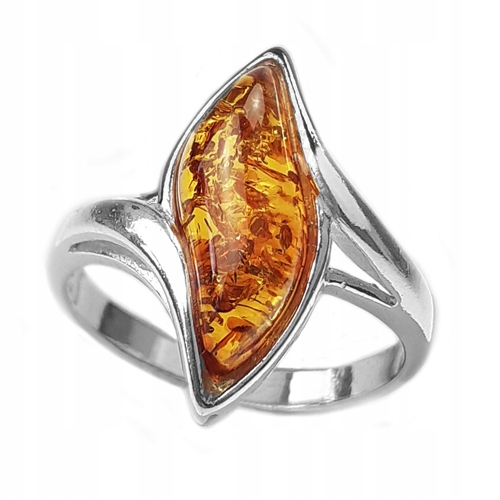 Stříbrný Prstýnek s přírodním Jantarem ze stříbra 925, Nastavitelný dárek