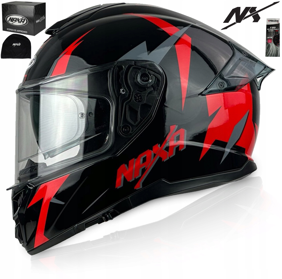Motocyklová Přilba Naxa F27 Fiberglass r.M Blenda Pinlock Antifog Součástí Balení
