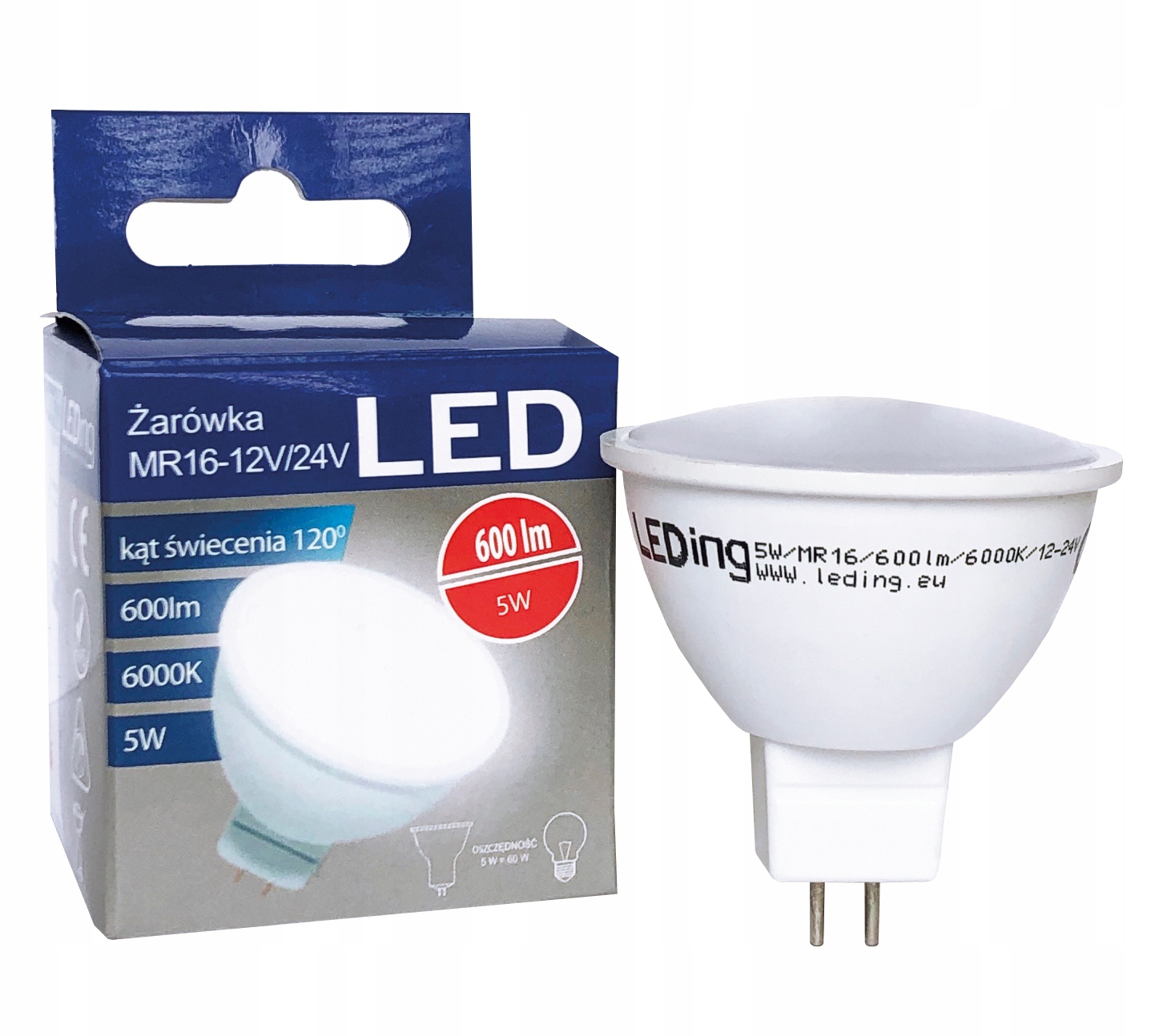 

Żarówka Led 5W 600lm MR16 120lm/W 6000K 24V Ac DC