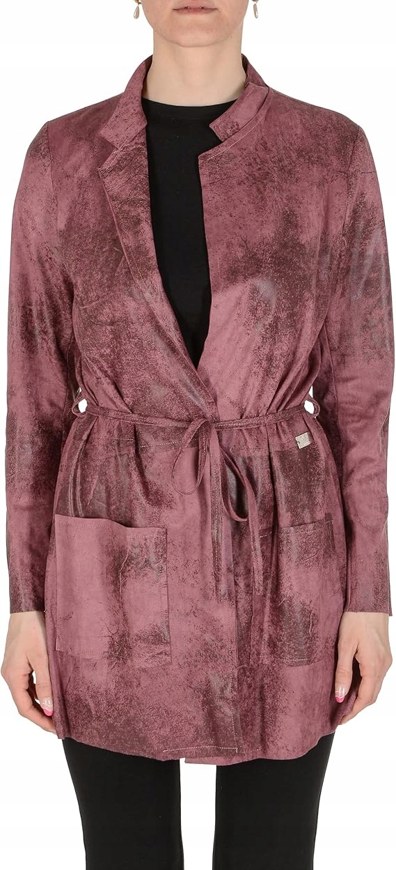 19V69 Italia Velurová Tenká Bunda Se Zavazováním V Pase Bordó XL 6FA