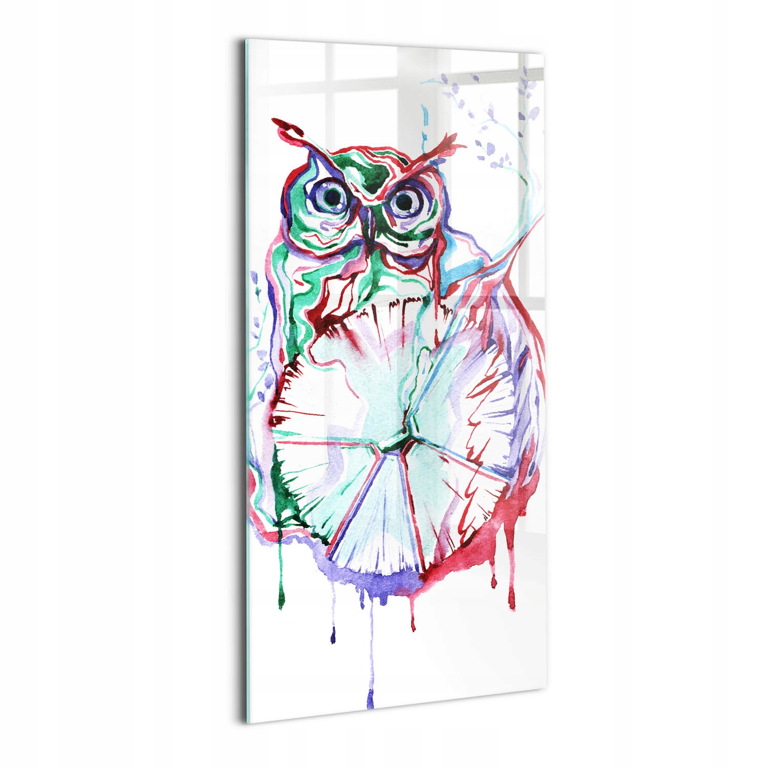 Skleněný nástěnný obraz Sklo do jídelny Ilustrace sovy a hodin 50x100