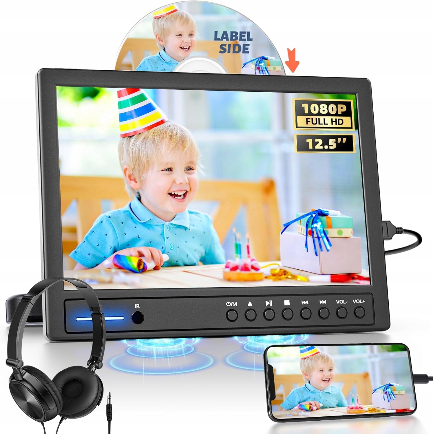 Prenosný Prehrávač Do Auta, Televízor, Monitor, Slúchadlá Arafuna 12,5"