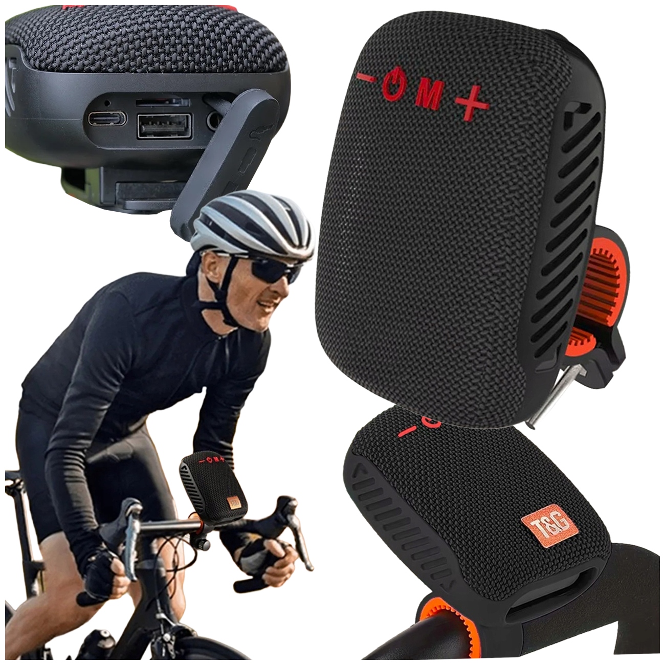 БЕСПРОВОДНОЙ BLUETOOTH-ДИНАМИК С ДЕРЖАТЕЛЕМ ДЛЯ ВЕЛОСИПЕДА, СКУТЕРА, КОЛЯСКИ, РАДИО