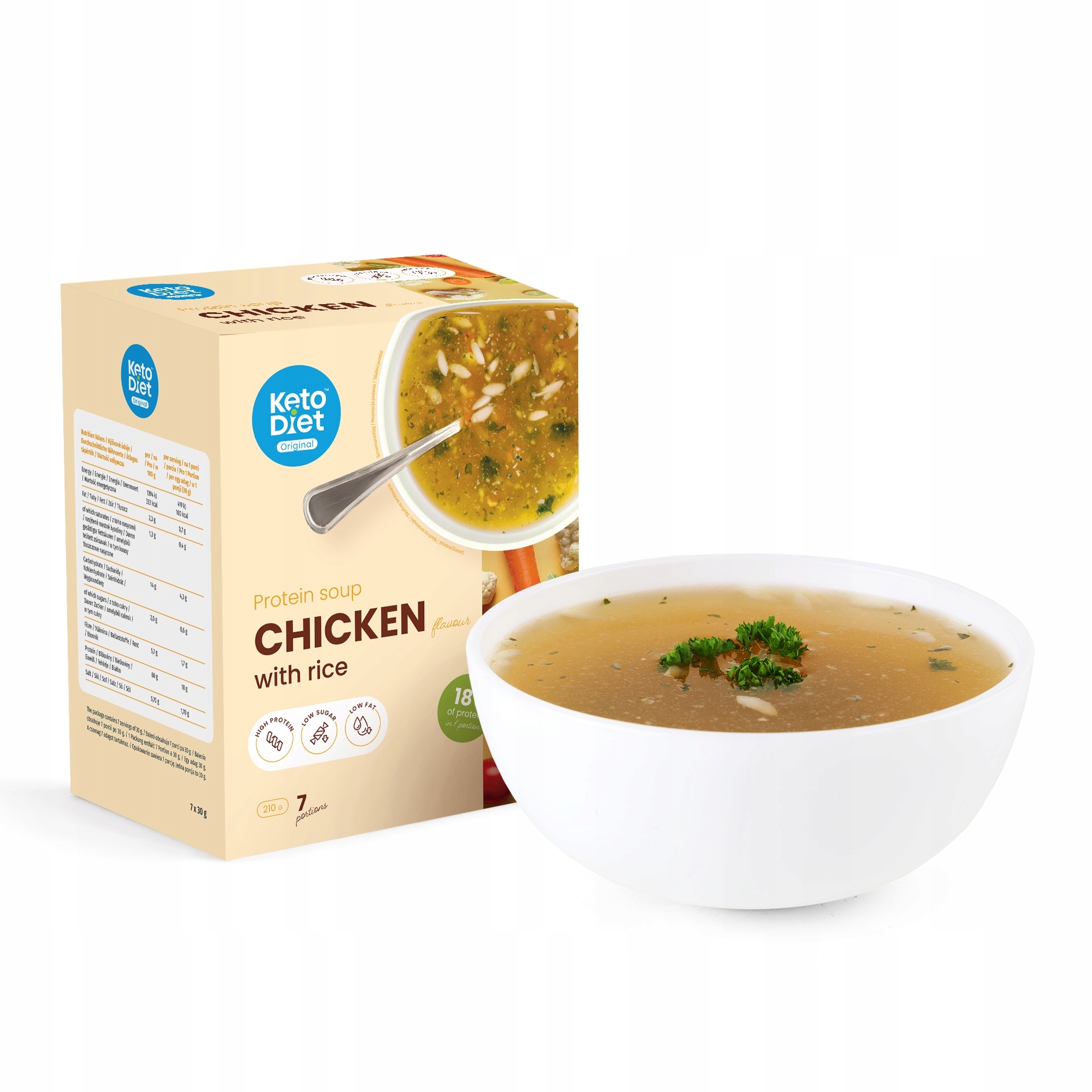 Levně Proteinová polévka kuřecí s rýží (7 porcí)