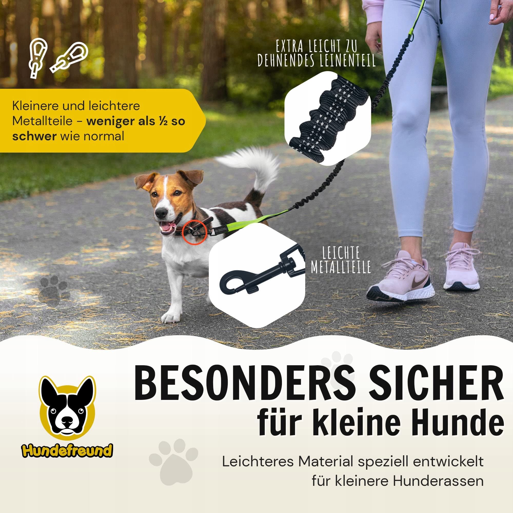 ELASTYCZNA Smycz Dla Małych Psów Do 15kg Refleksyjna 110-160cm — miniatura 5