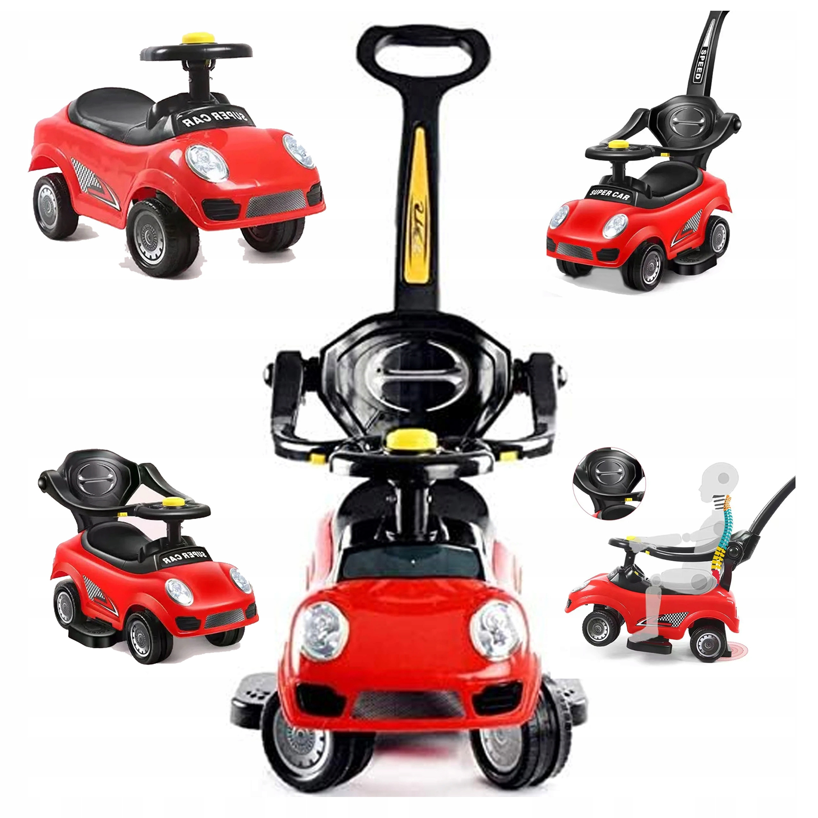 Jeździk Pchacz 3W1 Auto Led Dźwięk Dla Dzieci Na Dzień Dziecka