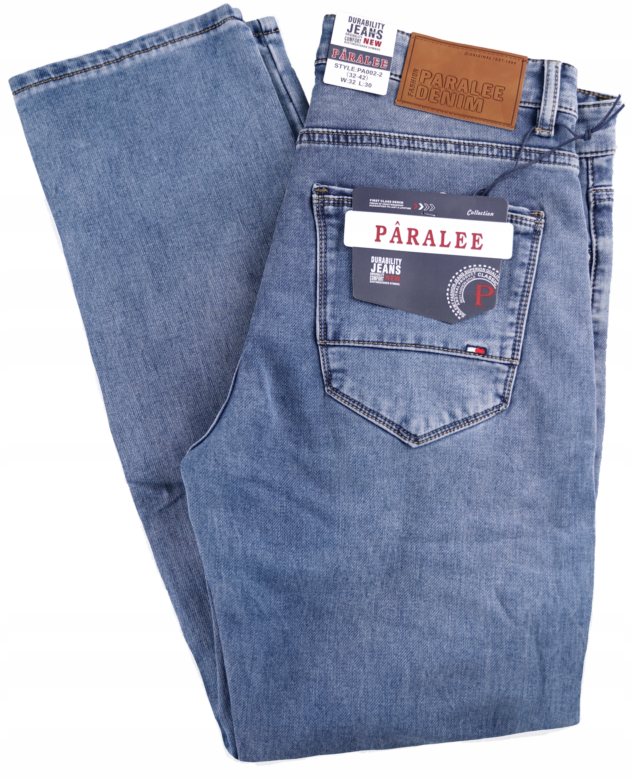 Spodnie Męskie Jeansowe Niebieski Bawełniane Klasyczne Dżins Strech W41 L32