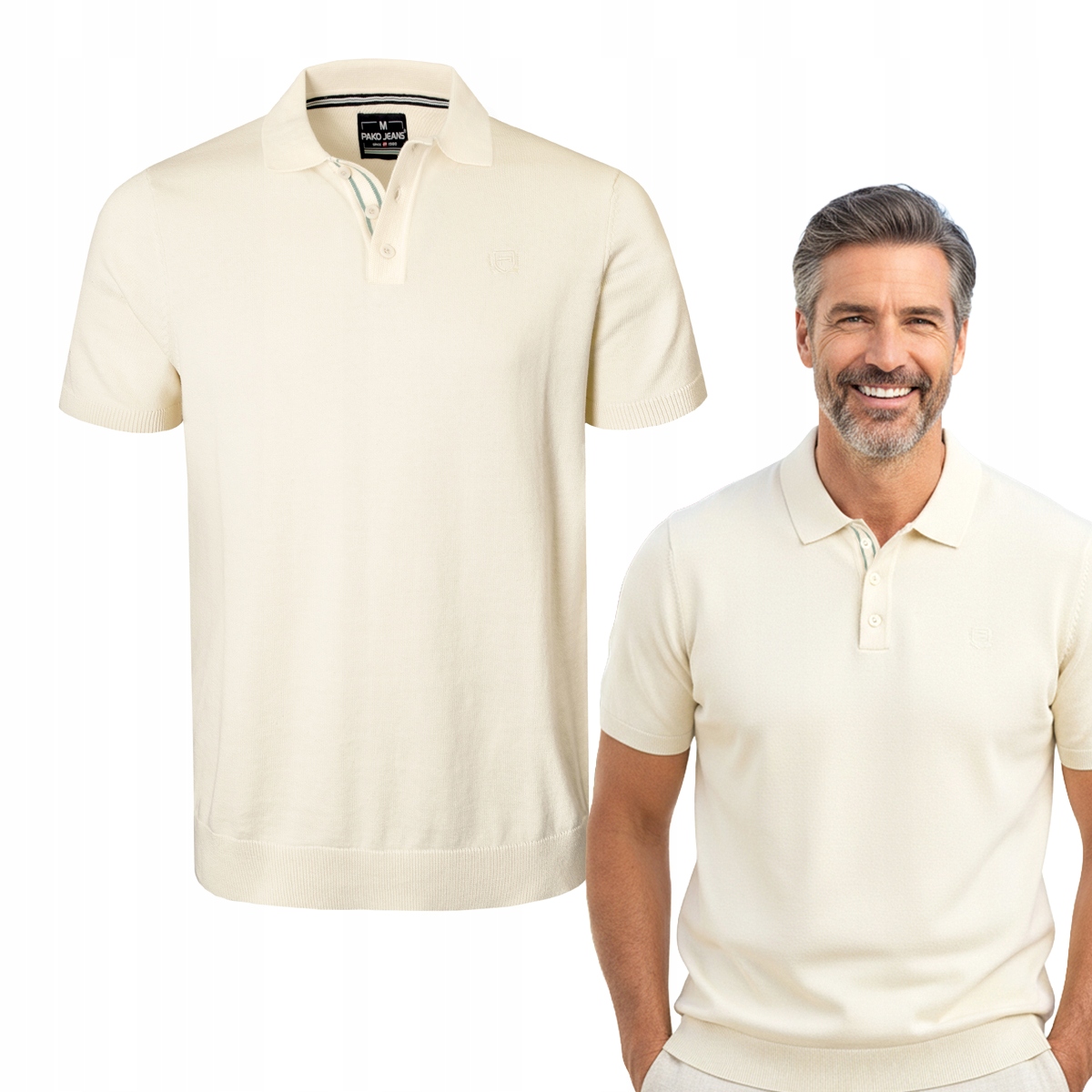 Polo Pletené Tričko Ecru Bavlněné Rios L Pako Jeans