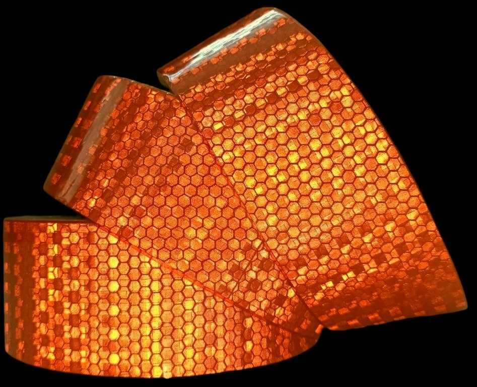 TAŚMA ODBLASKOWA FOLIA SAMOPRZYLEPNA NAKLEJKA POMARAŃCZOWA PRYZMATYCZNA 5CM Model 3D Orange 5cm