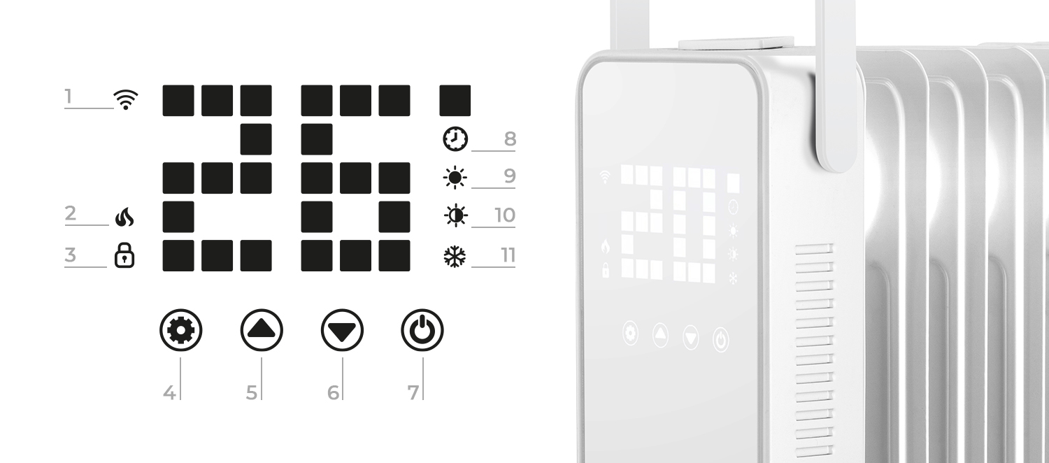 GRZEJNIK ELEKTRYCZNY OLEJOWY 3000W 13 ŻEBER WiFi Wysokość produktu 62.5 cm