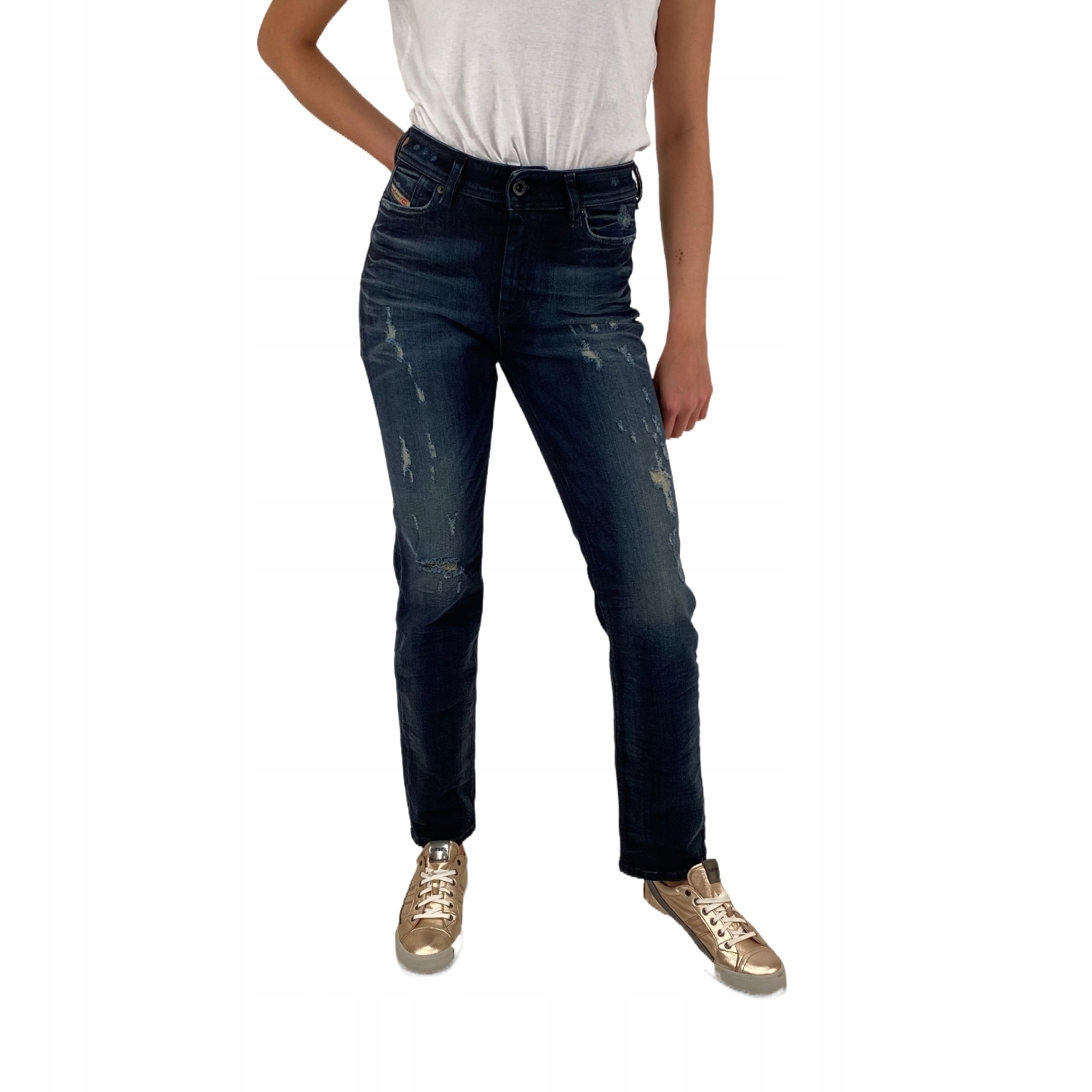 

-80% Spodnie Jeans Proste Diesel Przetarcia 25x32