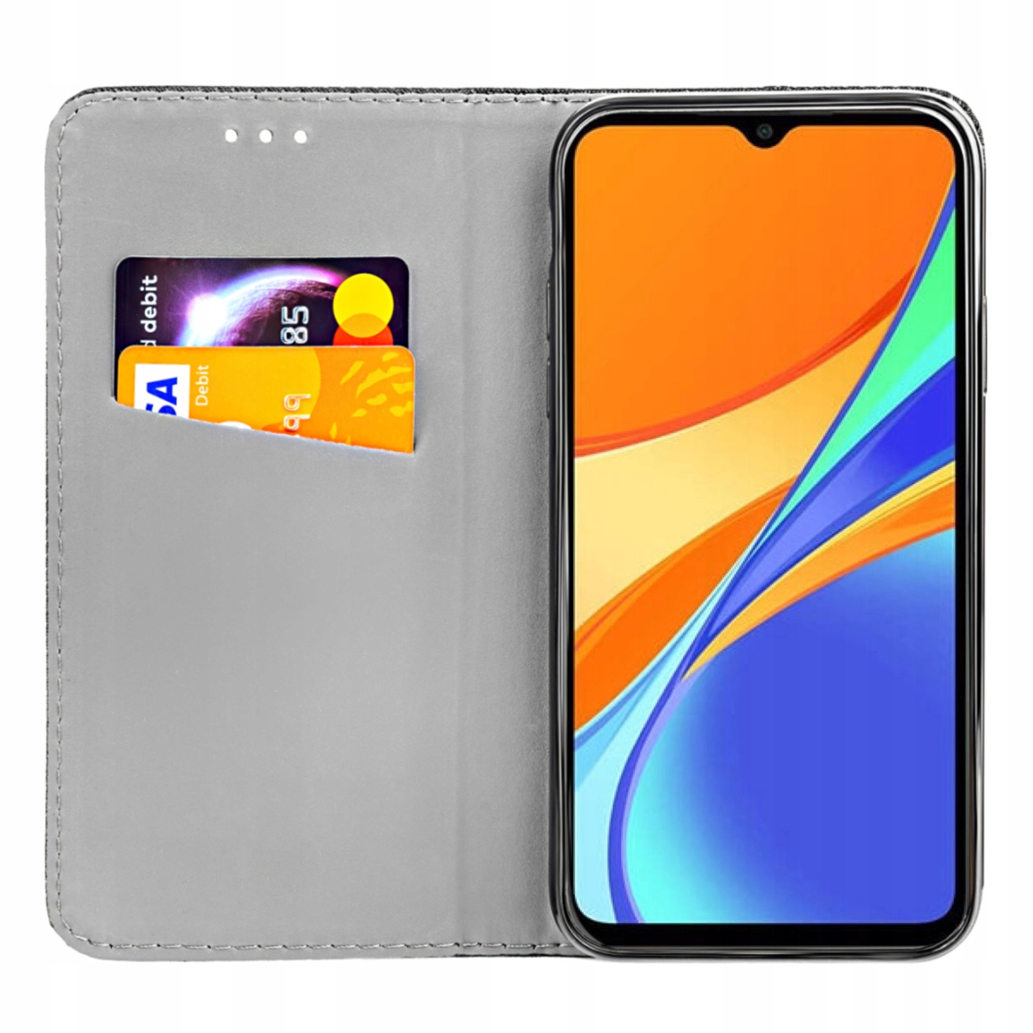 ETUI Z KLAPKĄ DO XIAOMI REDMI 9C CZARNE ZAMYKANE MAGNETYCZNE KABURA FUTERAŁ
