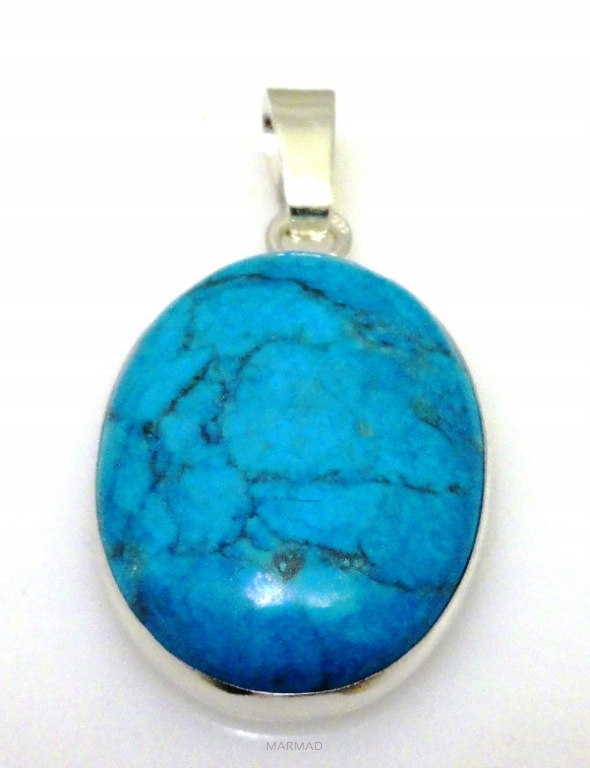 Modrý howlit hotový přívěsek ovál 45x23mm stříbro 925