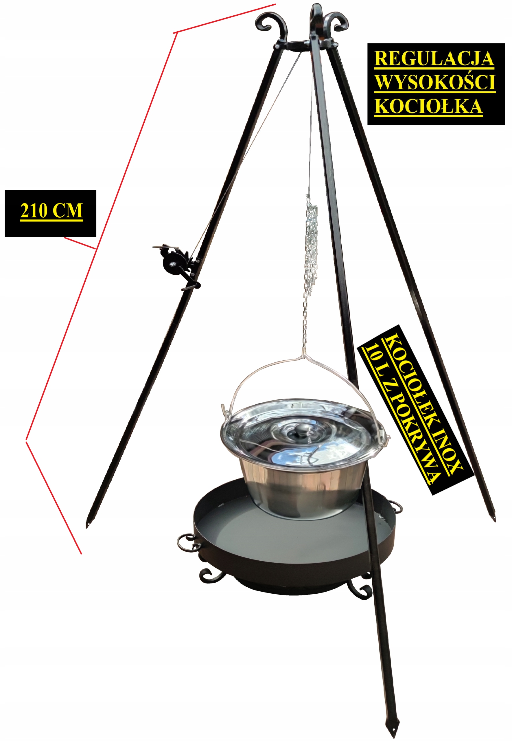 Trójnóg 210 Palenisko 60CM Kociołek Węgierski 11L