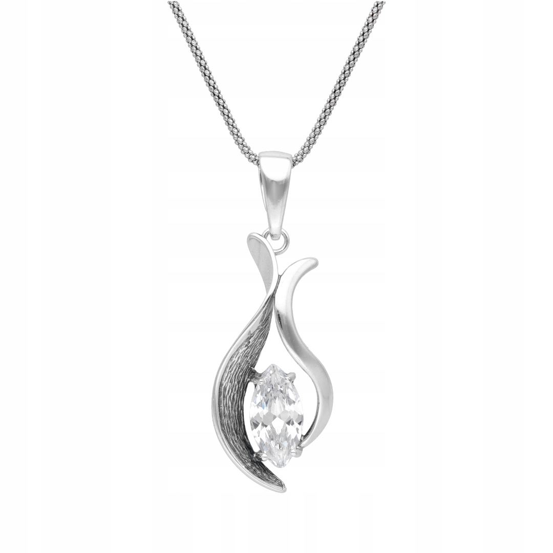 Přívěsek 925 s bílou zirkonií Broušení markýzy Elegantní Dárek