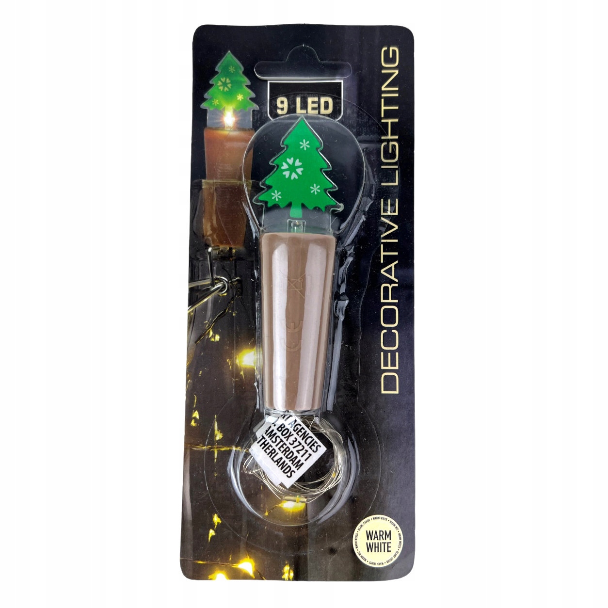 Korek do butelki z drucikiem LED wzór choinka