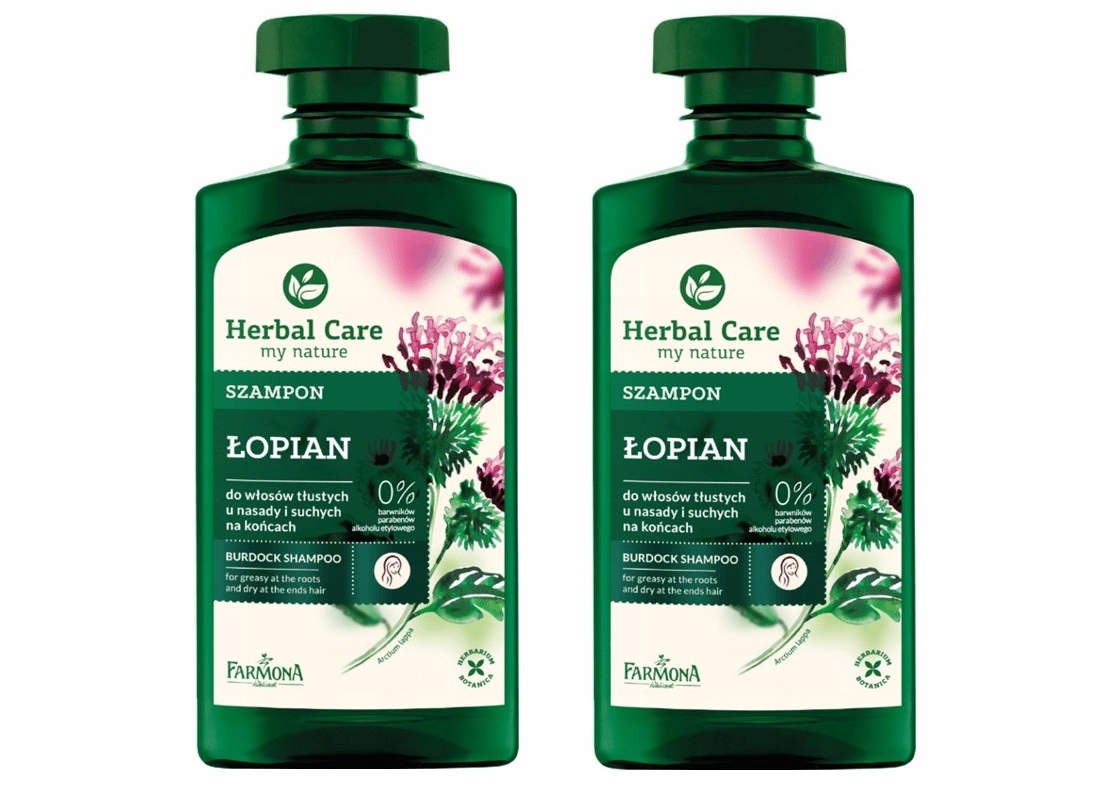 HERBAL CARE Šampón pre mastné vlasy Lopúch x 2