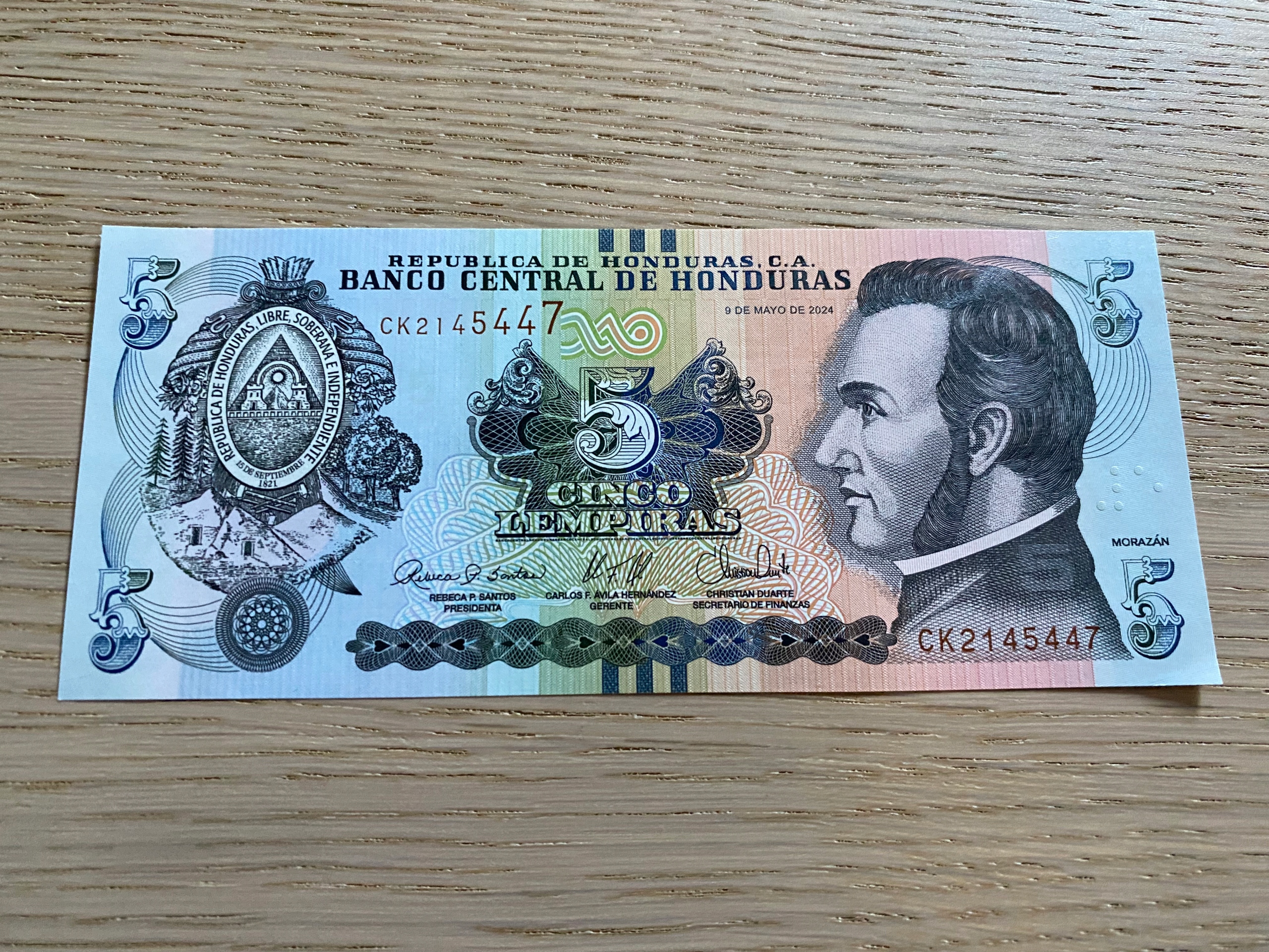 Honduras - 5 lempiras - 2024 - UNC
