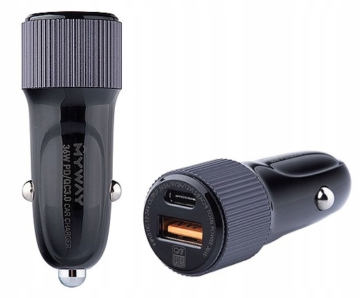 

Ładowarka Myway 12/24V, 36W Usb-c Pd + QC3.0