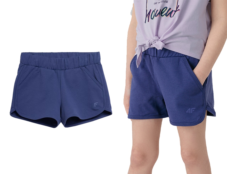 

Spodenki dziewczęce 4F JSKDD001 dresowe granat 152