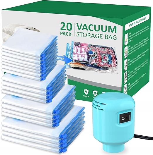 Sada vakuových sáčků 4 velikosti, 20 ks, elektrická pumpa