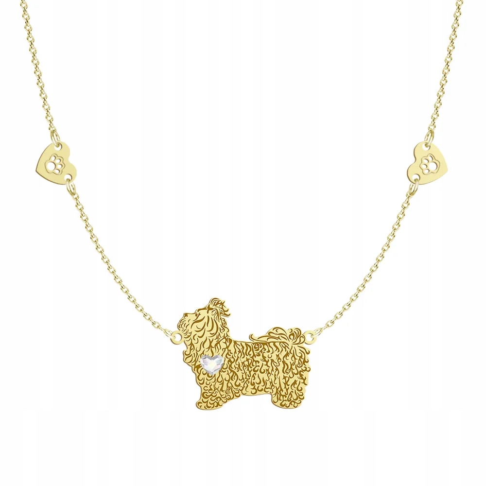 Zlatý náhrdelník s ruským psem Bolonka 925 Dárek Šperky Gravírování Bonus