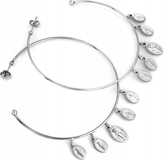 Stříbrné náušnice 925 efektní velká 64 mm kolečka se závěsnými medailonky, módní