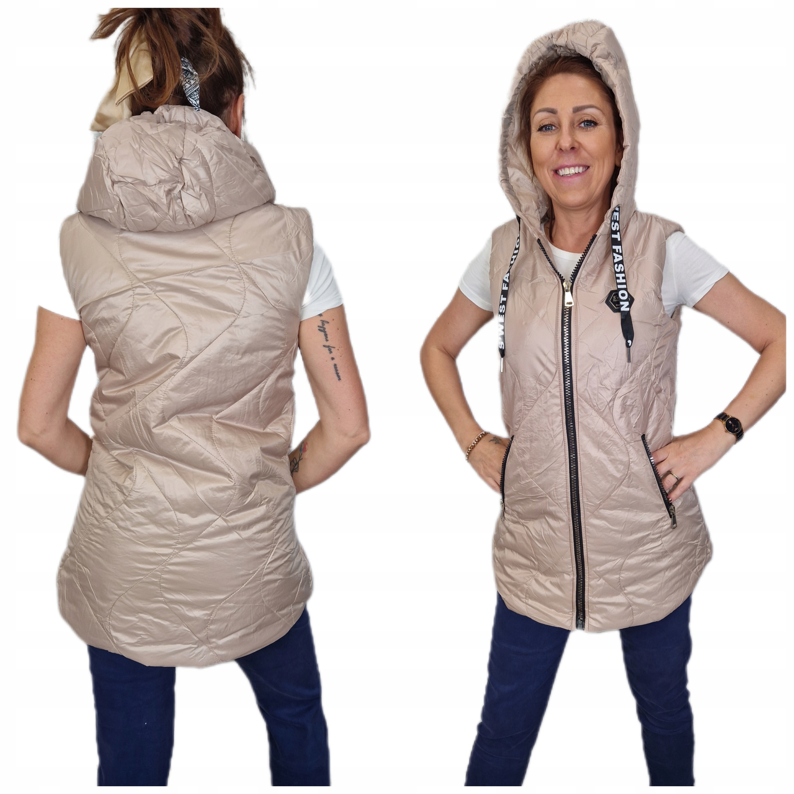 Vesta Béžová Pikovaná Vesta XXL