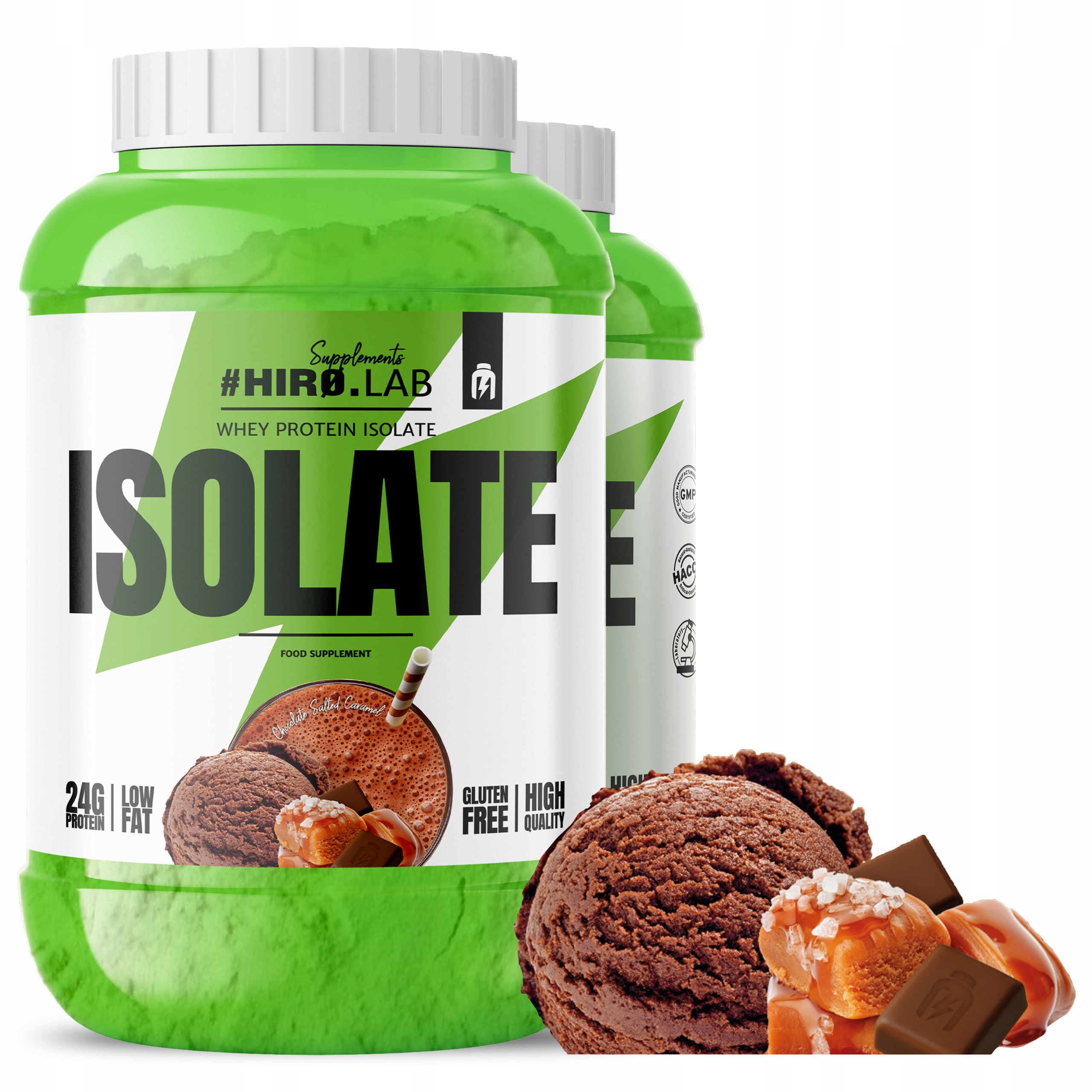 2x Proteinový izolát Wpi Protein Whey Protein 1800 g Karamel Hiro.Lab