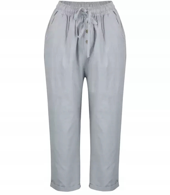 

Letnie lniane spodnie spodenki chinosy 3/4 48