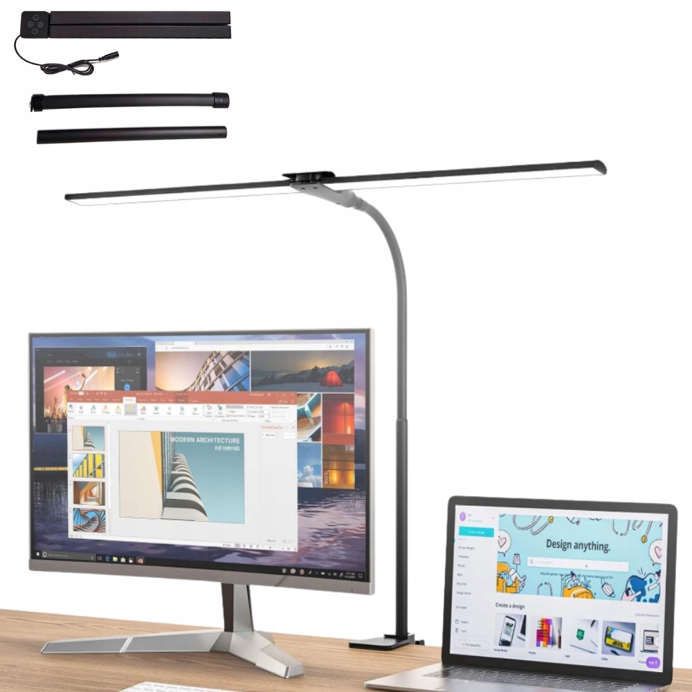 Dvojitá Led lampička na psací stůl Kreslící Mocná, nastavitelná