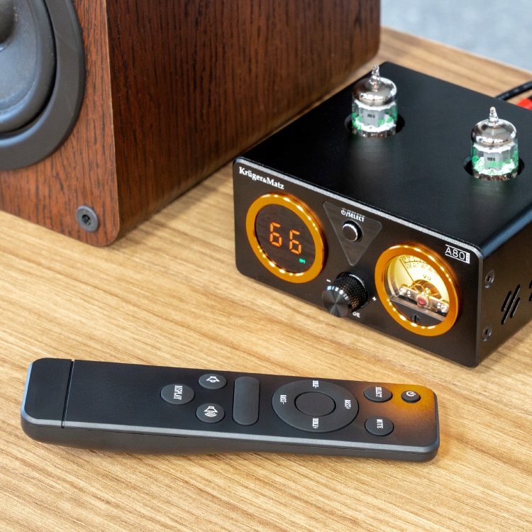 WZMACNIACZ LAMPOWY STEREO MAŁY MOCNY 2 X 100W BT 5.1 KRUGER MATZ A80 PRO Waga produktu 0.63 kg