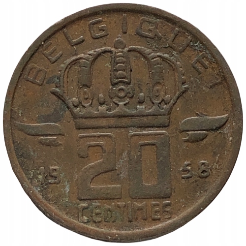 65039. Belgia, 20 centymów, 1958r.