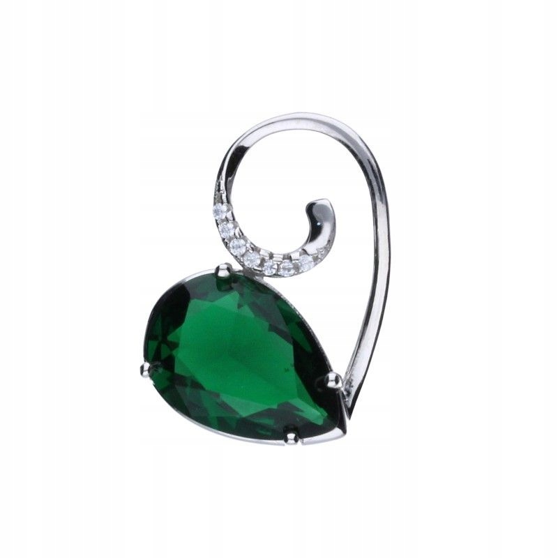 Dámský přívěsek Srdce Stříbro 925 zirkony Bílo-zelených 22x20 mm 3.10 g