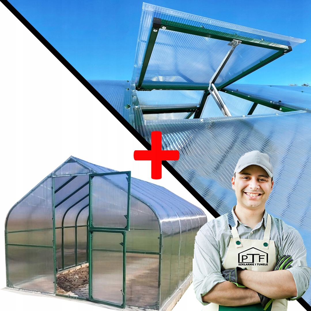 Skleník Polykarbonát Tunel 12M2 300X400 Ptf Polský Zelený Okno Součástí Balení